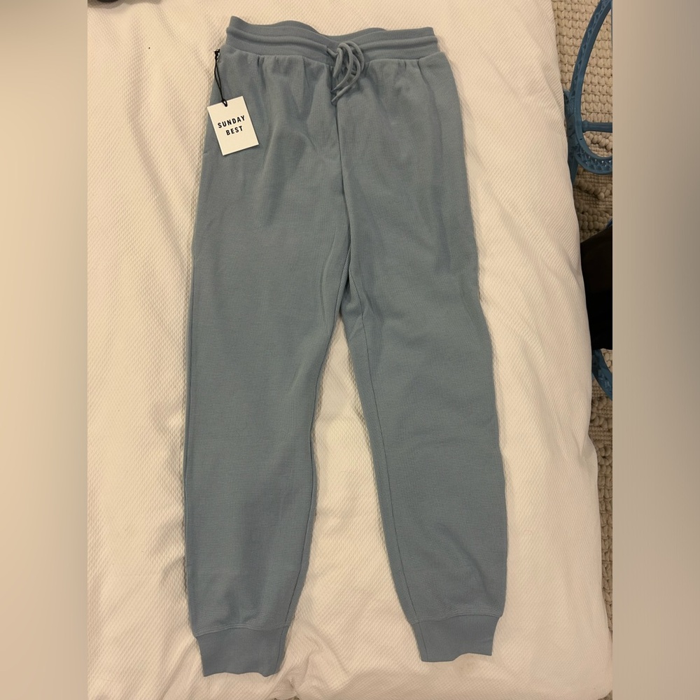 Aritzia Light Blue Waffle Joggers Size M: NWT